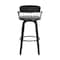 Armen Living Willow 25.5" Swivel Black Wood Counter Stool in Gray Faux Leather with Black Metal LCWIBABLKGRY26 - alternate 4